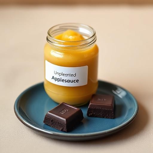 Unsweetened applesauce + 1 square of 80% dark chocolate